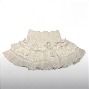 Altar'd State Cream Tiered Ruffle Mini Skirt